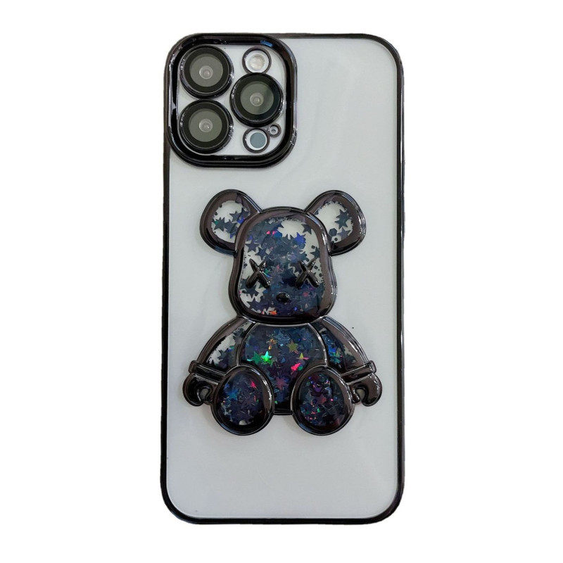 iLike Apple iPhone 15 Pro Silicone Case Print Desire Bear Black