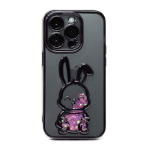 iLike Apple iPhone 14 Pro silikoninis dėklas, spausdintas „Desire Rabbit“ violetinis