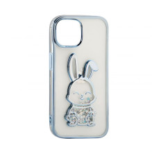 „iLike Apple iPhone 15 Pro“ silikoninis dėklas, mėlynas, spausdintas „Desire Rabbit“