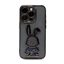iLike Apple iPhone 15 Pro Max Silicone Case Print Desire Rabbit Black