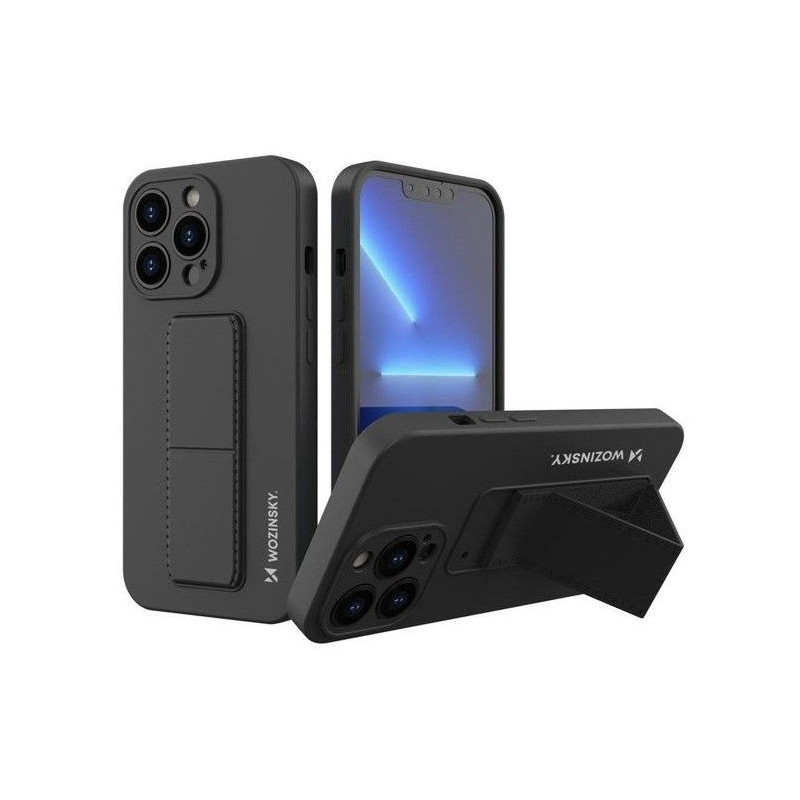 „Wozinsky“ silikoninis dėklas „Apple iPhone 13 Pro“ su stovu, juodas