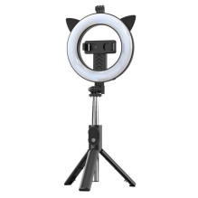 iLike Universal SELFIE HANDLE TRIPOD AND RING LIGHT BLUETOOTH Black