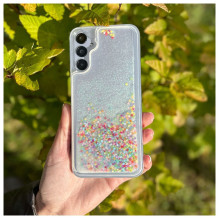 „iLike“ Samsung Galaxy A14 5G silikoninis dėklas, vandens spalvos, blizgučiais ir vaivorykštės spalvos
