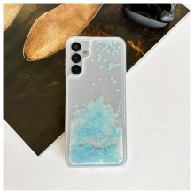 iLike Samsung Galaxy A14 5G silikoninis dėklas, vandens spalvos, blizgučiais, mėlynas