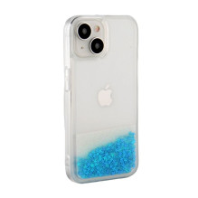 iLike Apple iPhone 13 Silicone Case Water Glitter Blue