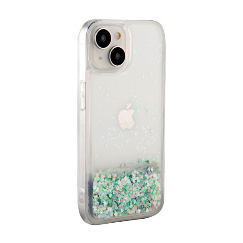 iLike Apple iPhone 15 Silicone Case Water Glitter Silver
