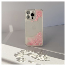 „iLike Apple iPhone 15 Pro Max“ silikoninis dėklas, vandens spalvos, blizgučiais rožinis