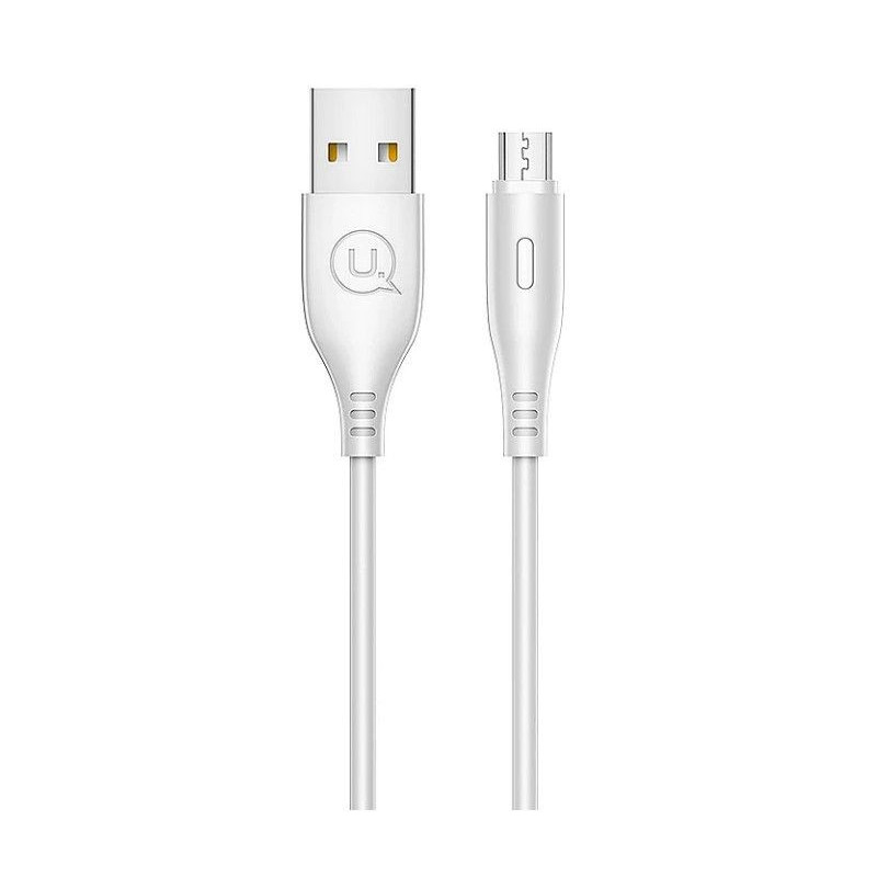USAMS US-SJ268 U18 Flexi PVC universalus Micro USB į USB duomenų ir greito įkrovimo laidas 2A, apvalus, baltas
