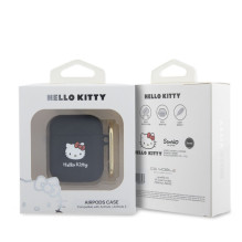 Hello Kitty Apple Airpods 1 / 2 cover czarny Silicone 3D Kitty Head Black