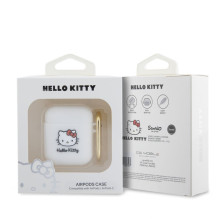 Hello Kitty Apple Airpods 1/2 dėklas silikoninis 3D kačiuko galvutės formos baltas Hello Kitty Apple Airpods 1/2 dėklas silikoninis 3D kačiuko galvutės formos baltas