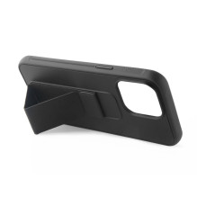 iLike Apple iPhone 15 silikoninis dėklas su stovu, juodas iLike Apple iPhone 15 silikoninis dėklas su stovu, juodas