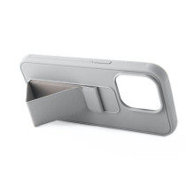 iLike Apple iPhone 15 silikoninis dėklas su stovu, sidabrinis
