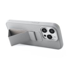 iLike Apple iPhone 15 Pro silikoninis dėklas su stovu, sidabrinis