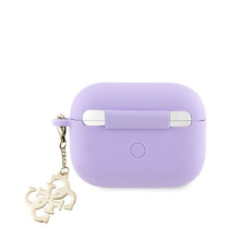 Guess Apple Airpods Pro Case Silicone Classic Logo Gold With 4G Charm Purple