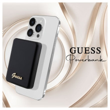 Guess Power Bank 5000mAh 15W MagSafe And Regular Charge With Metal Ssript Logo Black Guess Power Bank 5000mAh 15W MagSafe And Regular Charge With Metal Ssript Logo Black