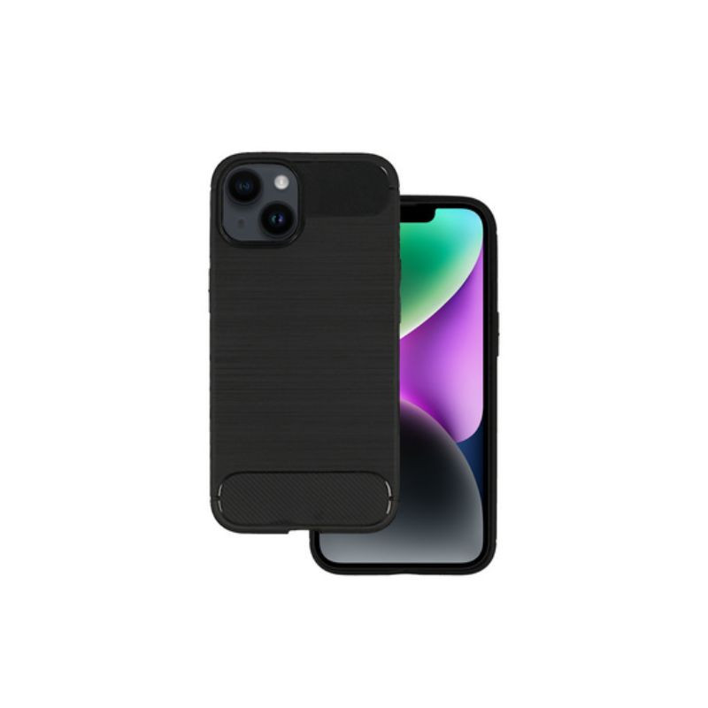 iLike Apple iPhone 14 galinis dėklas, anglies pluošto, juodas