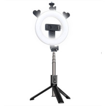 CP X5 LED 16cm Rechargeable Selfie Lamp with BT Remote &amp; Handle + Floor Stand 20-90cm + Phone Holder