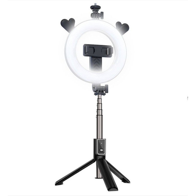 CP X5 LED 16cm Rechargeable Selfie Lamp with BT Remote &amp; Handle + Floor Stand 20-90cm + Phone Holder