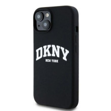 DKNY Apple iPhone 15 hardcase Liquid Silicone White Printed Logo MagSafe Black