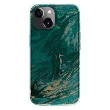 „Evelatus Apple iPhone 15 PC“ individualizuotas spausdinimo dizainas, marmuro ir turkio spalvos