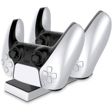 CP PS5 DualSense Dual Slot Charger Dock Stand for Play Station 5 Controllers with USB-C Black