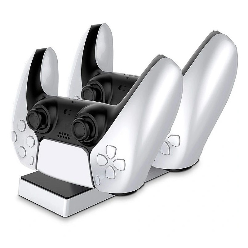 CP PS5 DualSense dviejų lizdų įkroviklio stovas „Play Station 5“ valdikliams su USB-C, juodas