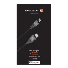 „Evelatus“ USB C į „Lightning“ laidas 2,0 m, 60 W (MFI09), aliuminio korpusas, juodas „Evelatus“ USB C į „Lightning“ laidas 2,0 m, 60 W (MFI09), aliuminio korpusas, juodas