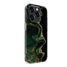 Evelatus Apple iPhone 15 Pro PC Customized Print Design Marble Dark Green