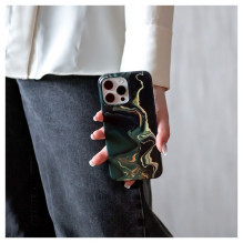 Evelatus Apple iPhone 15 Pro PC Customized Print Design Marble Dark Green