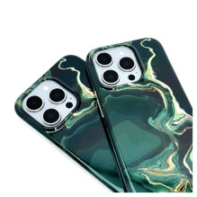 Evelatus Apple iPhone 15 Pro PC Customized Print Design Marble Dark Green