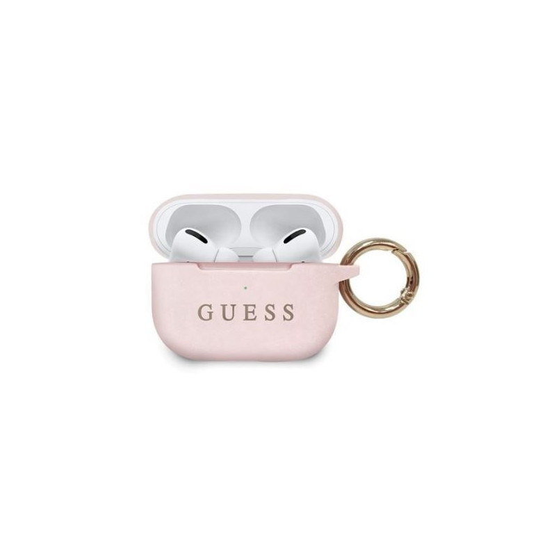 „Guess“ silikoninis dėklas „Apple AirPods Pro“ šviesiai rožinis