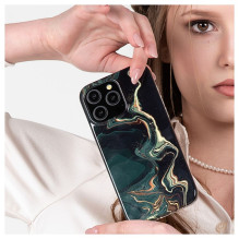 Evelatus Apple iPhone 15 Pro PC Customized Print Design Marble Dark Green