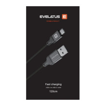 Evelatus USB A–C laidas, 1,2 m, aliuminio korpusas, pynimas, baltas Evelatus USB A–C laidas, 1,2 m, aliuminio korpusas, pynimas, baltas