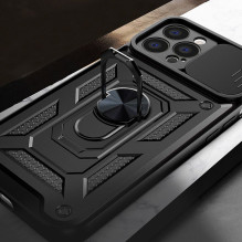 „Hurtel“ hibridinis šarvuotas „Camshield“ dėklas, skirtas „Huawei nova Y90“ šarvuotas dėklas su kameros dangteliu, juoda