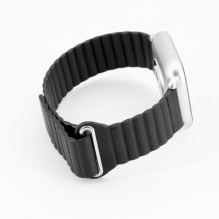 Connect 20mm Flat head Leather - Silicone Loop Magnetic Watch Strap (130mm M / L) Black