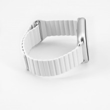 „Connect“ 20 mm plokščia galvute odinis - silikoninis magnetinis laikrodžio dirželis (130 mm M / L), baltas