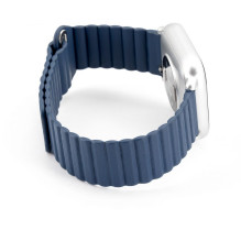 Connect 22mm Flat head Leather - Silicone Loop Magnetic Watch Strap (130mm M / L) Midnight Blue