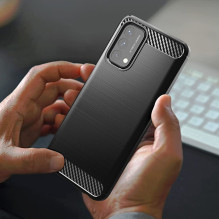 Hurtel Carbon Case Flexible cover for OnePlus Nord N200 5G black
