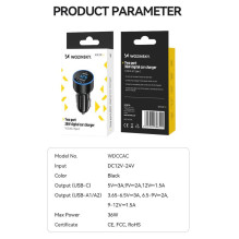 Wozinsky Wozinsky WDCCAC USB-C USB-A 36W car charger - black