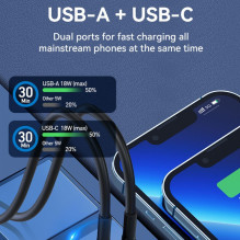 Wozinsky Wozinsky WDCCAC USB-C USB-A 36W car charger - black