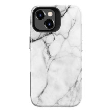 „Evelatus“ „Apple iPhone 15“ šarvinis dėklas TPU+PC, pritaikytas spausdinimo dizainas, marmuro baltumo