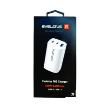 Evelatus 65W Max Fast Charger CN USB-C1 / USB-C1 / USB-A White Evelatus 65W Max Fast Charger CN USB-C1 / USB-C1 / USB-A White
