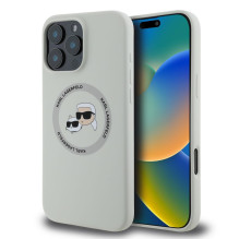 Karl Lagerfeld – Karl Lagerfeld skysto silikono KCH galvučių MagSafe dėklas, skirtas iPhone 16 Pro Max, smėlio spalvos