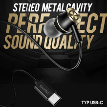 USAMS USAMS Słuchawki stereo EP-43 metal USB-C czarny / black HSEP4301