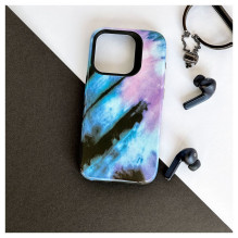 Evelatus Apple iPhone 15 Pro Armor dėklas TPU+PC, pritaikytas spausdinimo dizainas, mėlynai rožinis