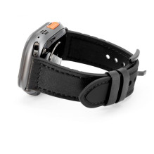 Connect Watch 38 / 40 / 41mm Silicone patch Leather Watch Strap (132mm M / L) Black