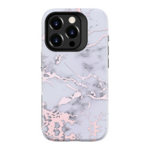 „Evelatus“ „Apple iPhone 15 Pro Max“ šarvinis dėklas TPU+PC, pritaikytas spausdinimo dizainas, marmurinis, sidabrinis