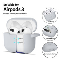 Tech-Protect Apple Tech-Protect Silicone Hook Case for Apple AirPods 3 - Gray Gray