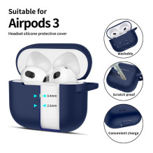 „Tech-Protect Apple“ silikoninis dėklas su kabliuku, skirtas „Apple AirPods 3“ – mėlynas „Tech-Protect Apple“ silikoninis dėklas su kabliuku, skirtas „Apple AirPods 3“ – mėlynas
