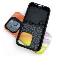 Evelatus Apple iPhone 15 Pro Max Armor dėklas TPU+PC su individualiu spausdintu dizainu, geltonai oranžinis